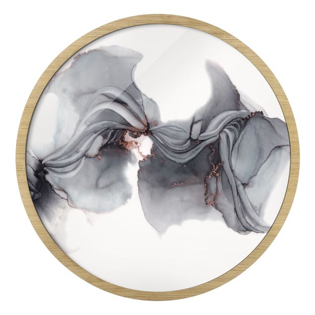 Circular framed print - Black Medusa With Coppery Shimmer