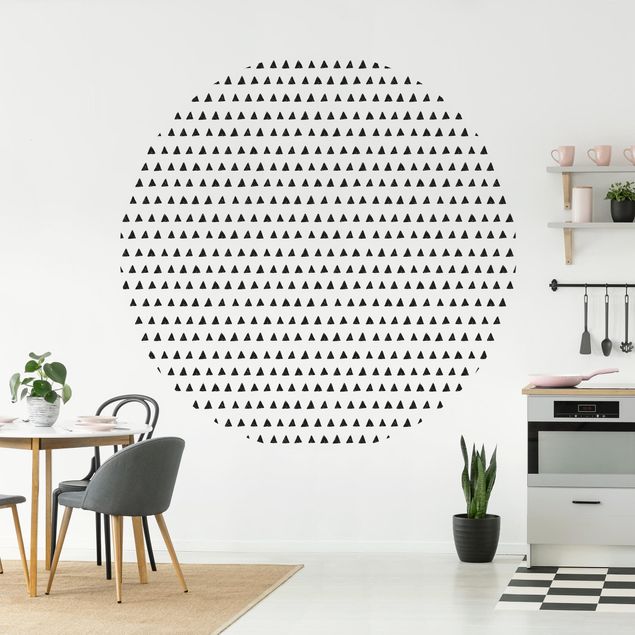 Self-adhesive round wallpaper - Black Ink Triangles