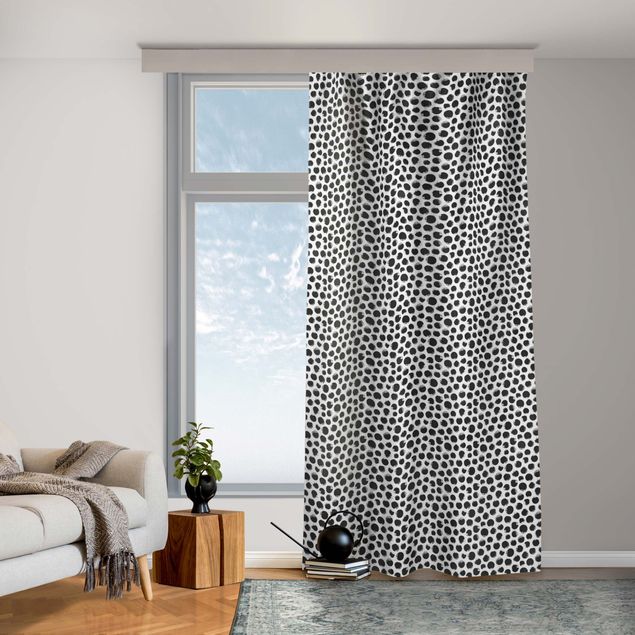 modern curtains for living room Black Ink Polkadots