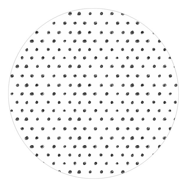 Self-adhesive round wallpaper - Black Ink Dot Pattern