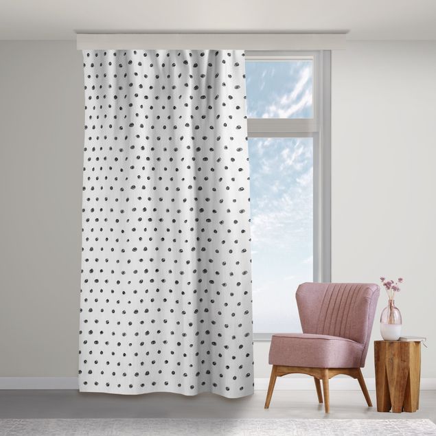 contemporary curtains Black Ink Dot Pattern