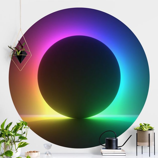 Wallpapers Black Circle With Neon Light