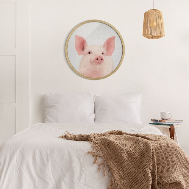 Circular framed print - Pig Shorsh