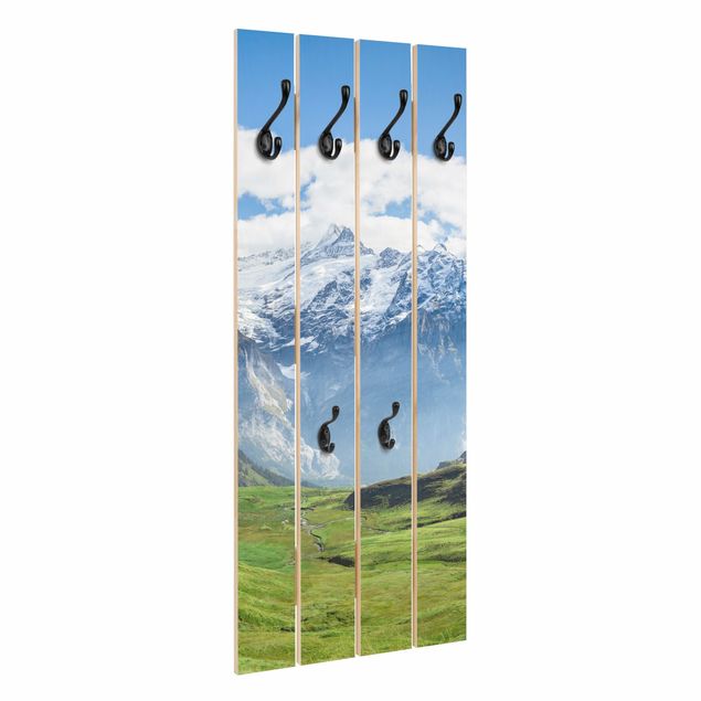 Wooden coat rack - Swiss Alpine Panorama