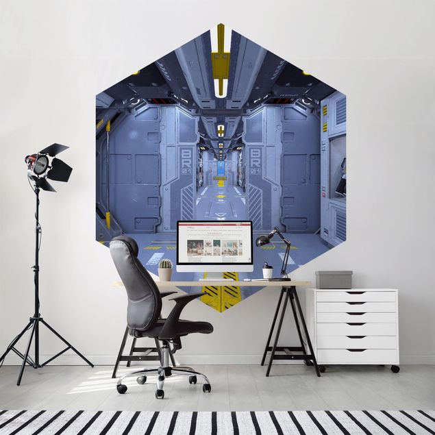 Self-adhesive hexagonal wall mural - Sci-Fi Inside A Spaceship