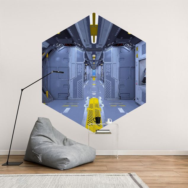 Self-adhesive hexagonal wall mural - Sci-Fi Inside A Spaceship