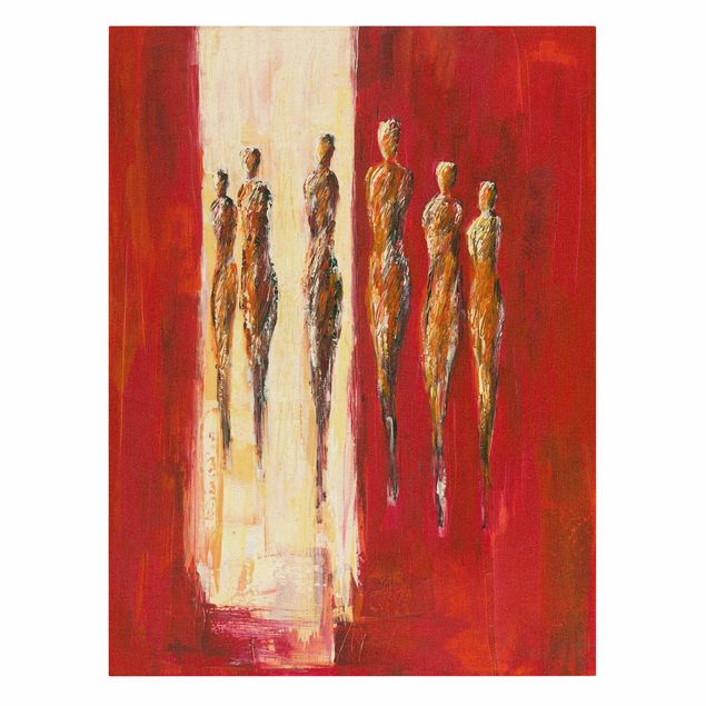 Canvas print gold - Six Figures In Red
