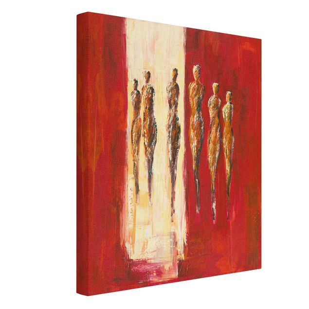 Canvas print gold - Six Figures In Red