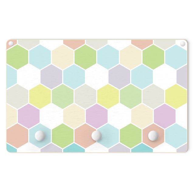 Coat rack for children - Hexagon Pastel