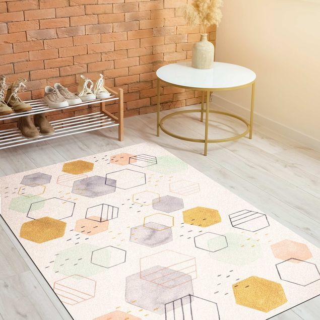 abstract area rug Hexagonal Scattering I