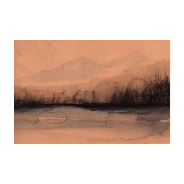 Cork mat - Lakeside With Mountains I - Landscape format 3:2