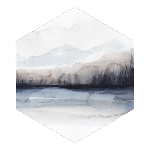 Self-adhesive hexagonal pattern wallpaper - Lakeside With Mountains I