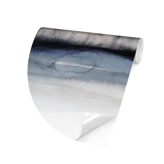 Self-adhesive round wallpaper - Lakeside With Mountains I