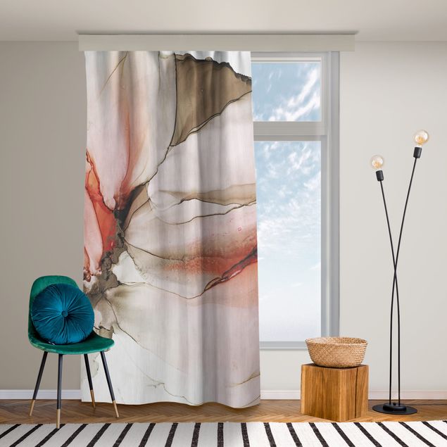 custom curtain Silk Fabric In Grey And Light Pink