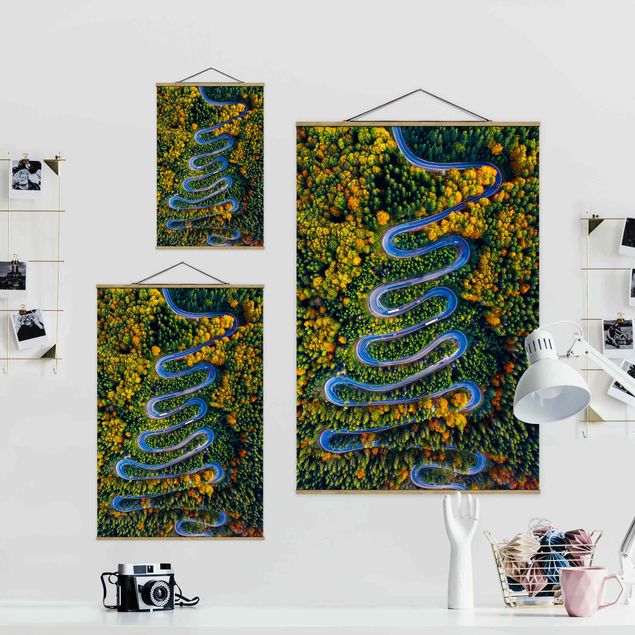 Fabric print with poster hangers - Serpentine In The Transylvanian Woods - Portrait format 2:3