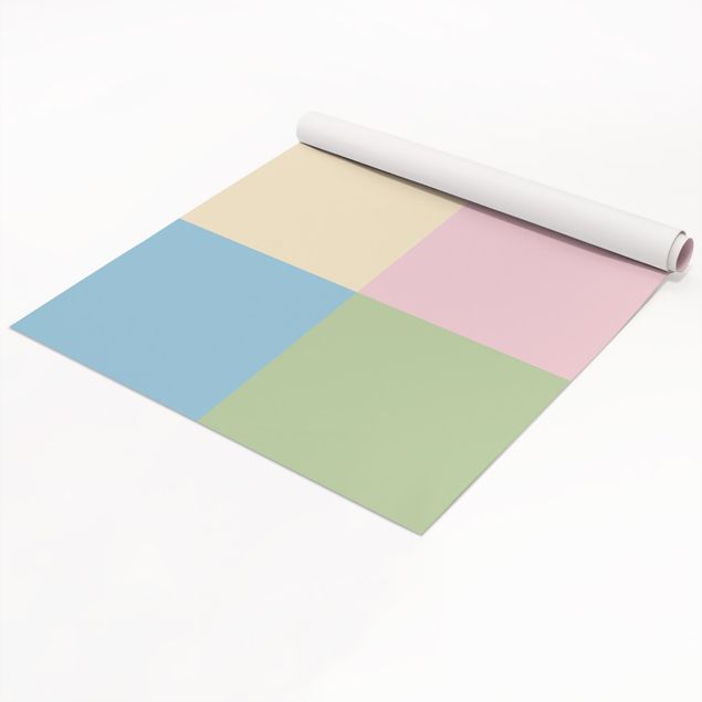 Adhesive film for furniture - Set of 4 Squares Pastel colours - Cream Rose Pastel Blue Mint