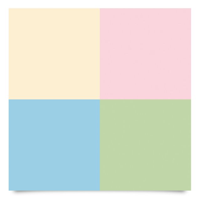 Adhesive film for furniture - Set of 4 Squares Pastel colours - Cream Rose Pastel Blue Mint
