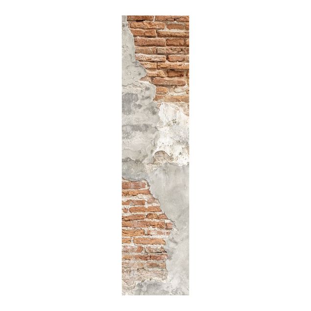 Sliding panel curtains set - Shabby Brick Wall