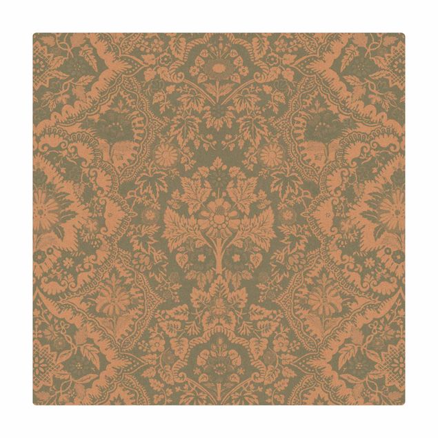 Cork mat - Shabby Baroque Wallpaper In Azure II - Square 1:1