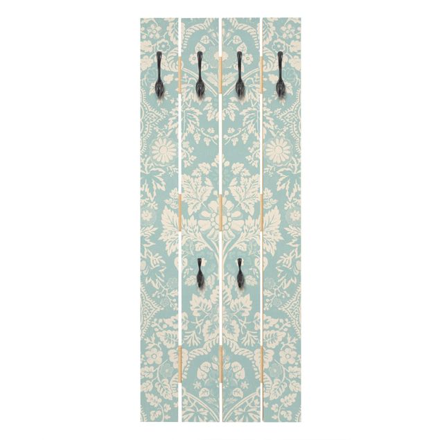 Wooden coat rack - Shabby Baroque Wallpaper In Azure II