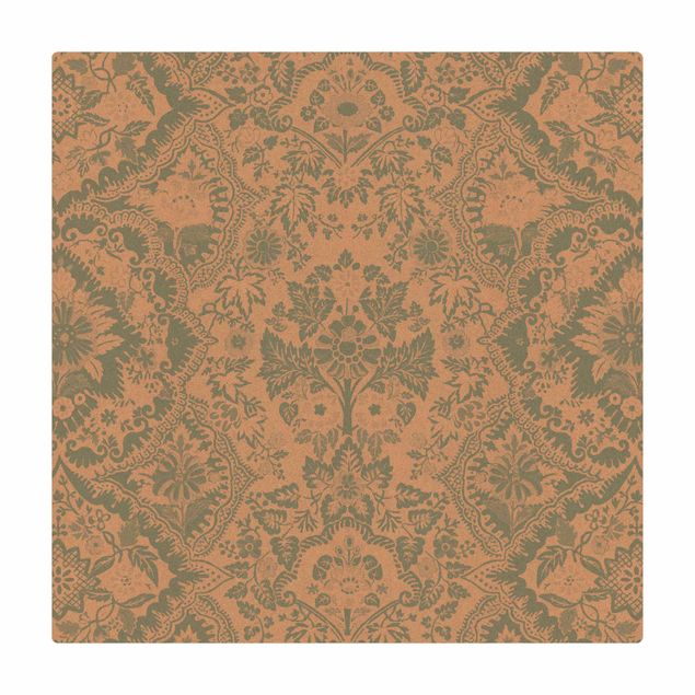 Cork mat - Shabby Baroque Wallpaper In Azure - Square 1:1