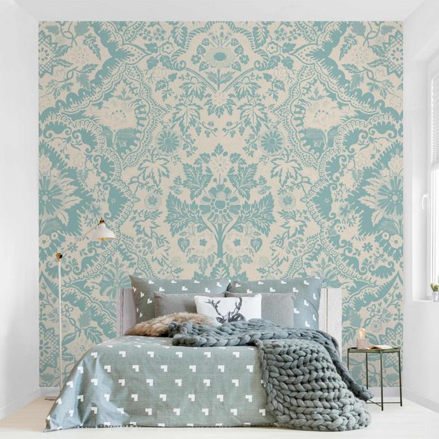 Wallpaper - Shabby Baroque Wallpaper In Azure