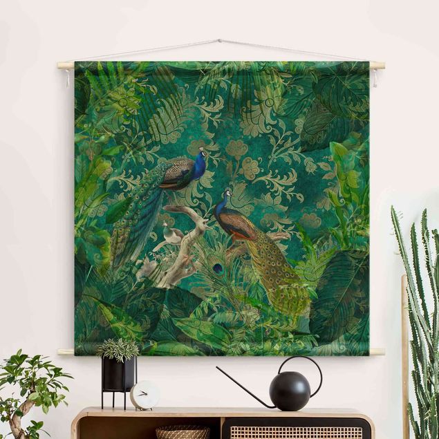 modern tapestry Shabby Chic Collage - Noble Peacock II