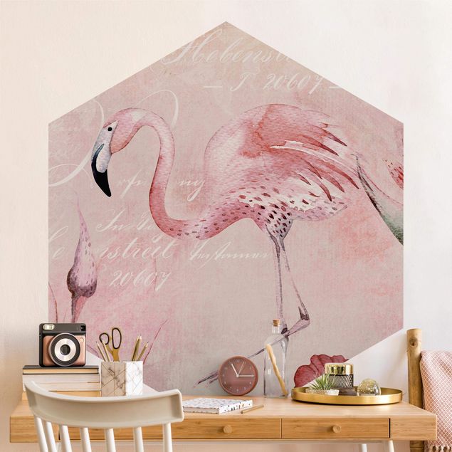 Wallpapers Shabby Chic Collage - Flamingo