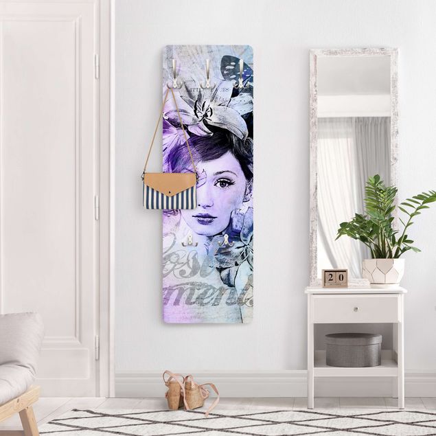 Coat rack - Shabby Chic Collage - Portrait With Butterflies