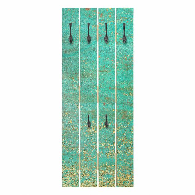 Wooden coat rack - Shabby Colour Pigments Yellow And Turquoise
