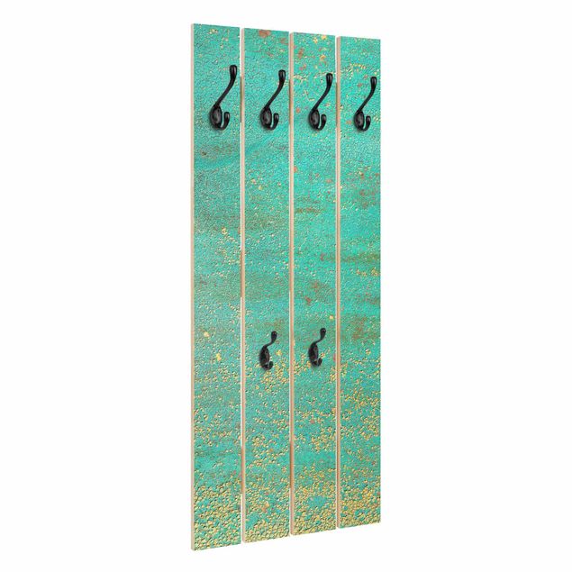 Wooden coat rack - Shabby Colour Pigments Yellow And Turquoise