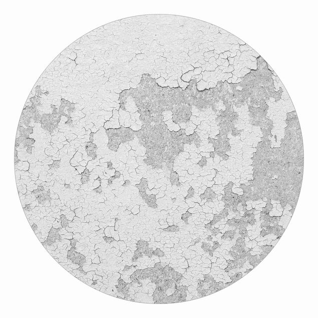 Self-adhesive round wallpaper - Shabby Plaster In Grey