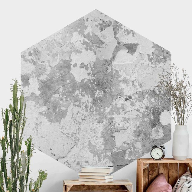 Hexagonal wallpapers Shabby Wall In Grey