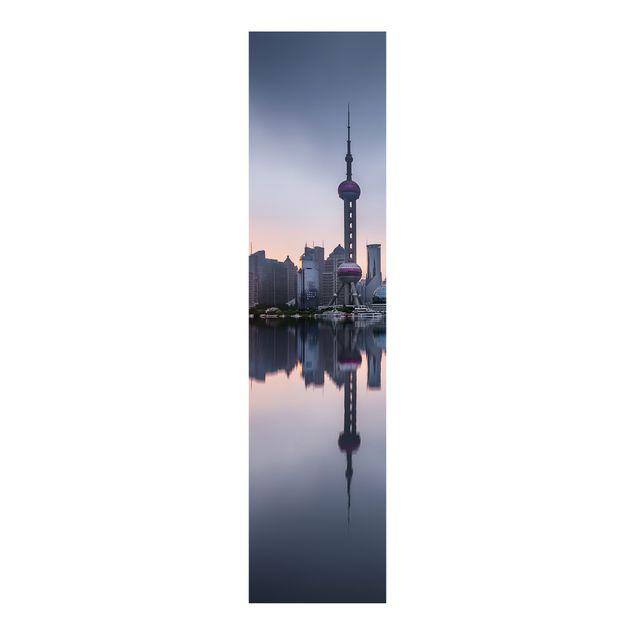 Sliding panel curtains set - Shanghai Skyline Morning Mood