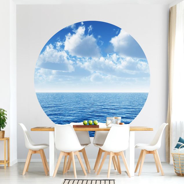 Self-adhesive round wallpaper beach - Shining Ocean