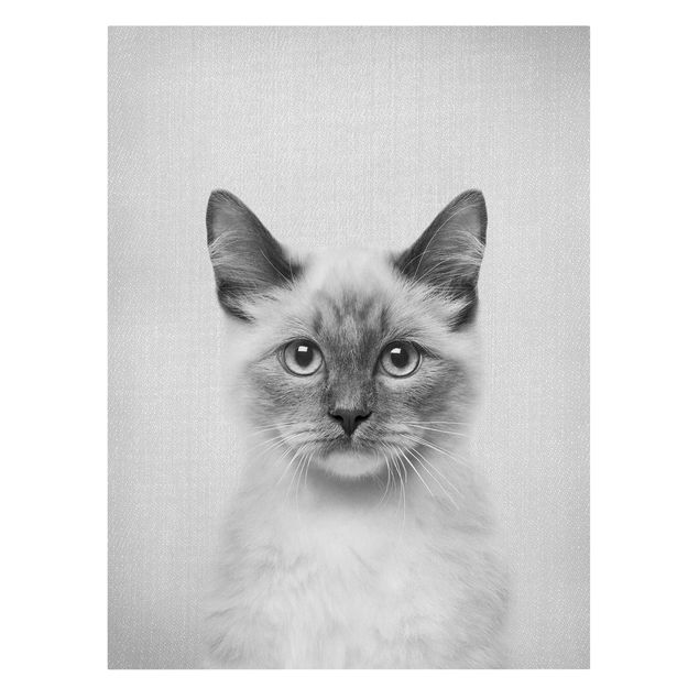 Canvas print - Siamese Cat Sibylle Black And White - Portrait format 3:4