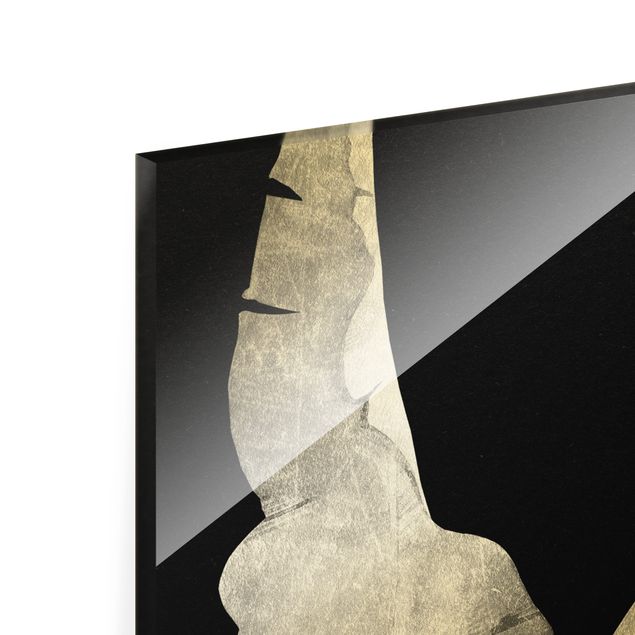 Glass print - Silver - Banana Tree On Black - Portrait format