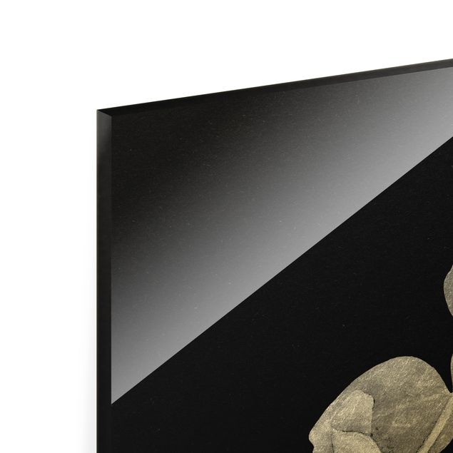 Glass print - Silver - Eucalyptus On Black - Portrait format