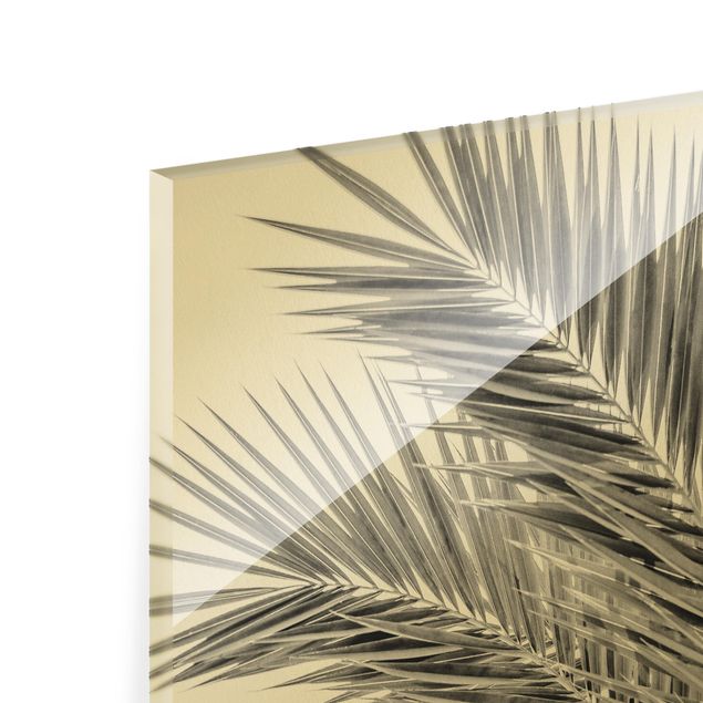Glass print - Silver Palm Fronds  - Portrait format