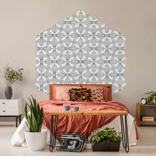 Self-adhesive hexagonal pattern wallpaper - Silver Art Deco Pattern XXL