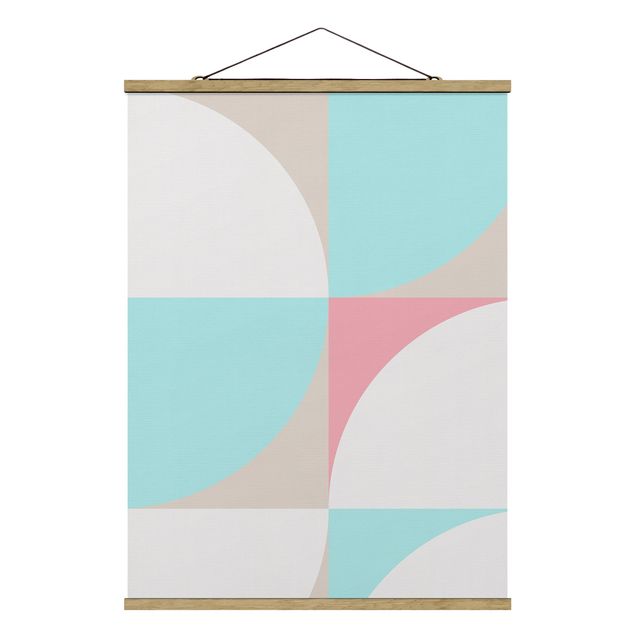 Fabric print with poster hangers - Scandinavian Shapes In Pastel - Portrait format 3:4