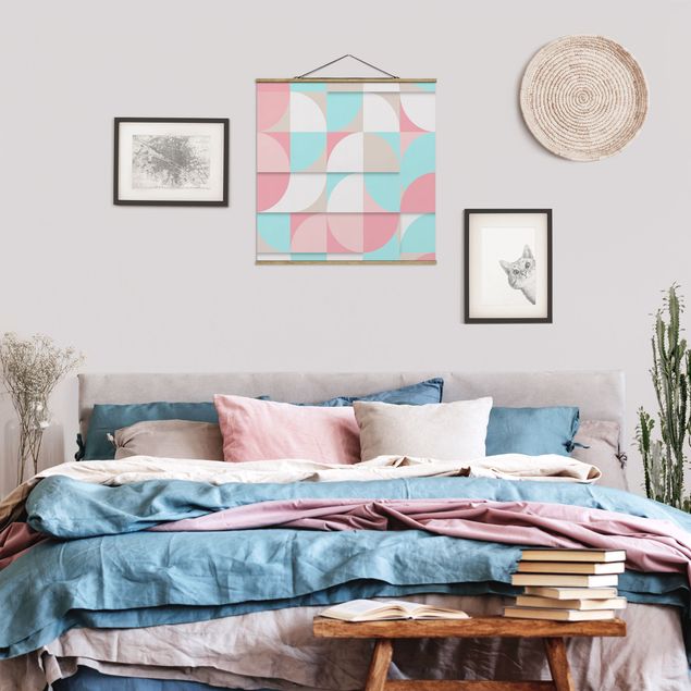 Fabric print with poster hangers - Scandinavian Geometry - Square 1:1
