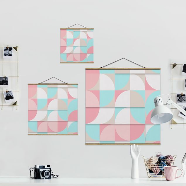 Fabric print with poster hangers - Scandinavian Geometry - Square 1:1