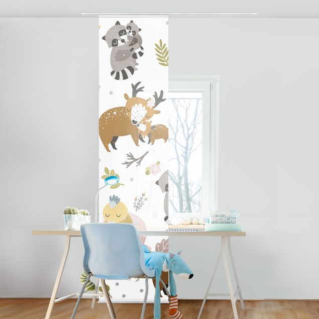 Sliding curtain set - Watercolour Spots In Mint Colour - Panel