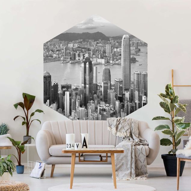 Self-adhesive hexagonal pattern wallpaper - Skyline Nostalgia