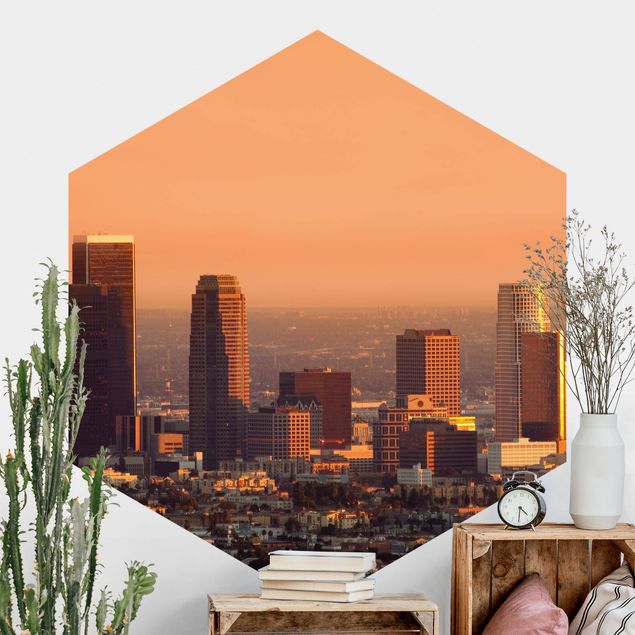 Hexagonal wall mural Skyline Of Los Angeles