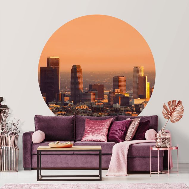 Self-adhesive round wallpaper - Skyline Of Los Angeles