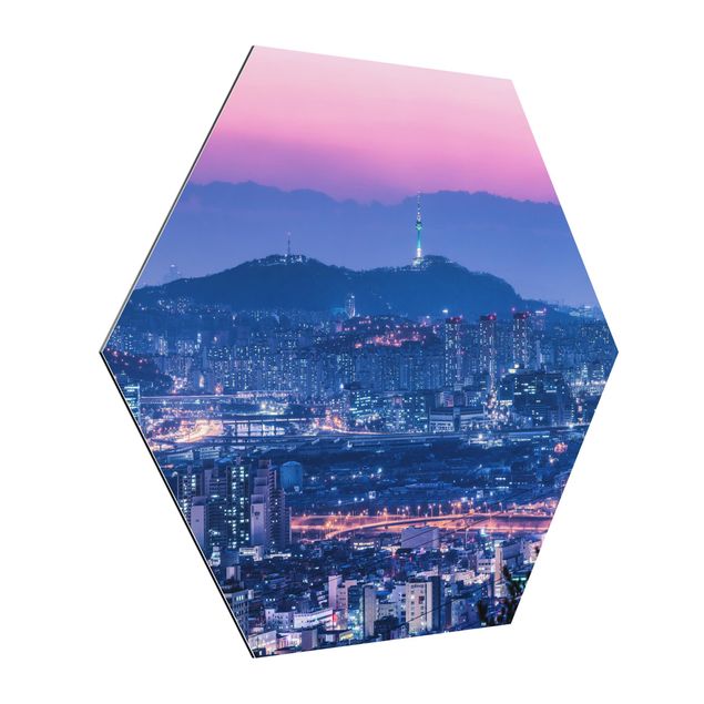 Alu-Dibond hexagon - Skyline Of Seoul