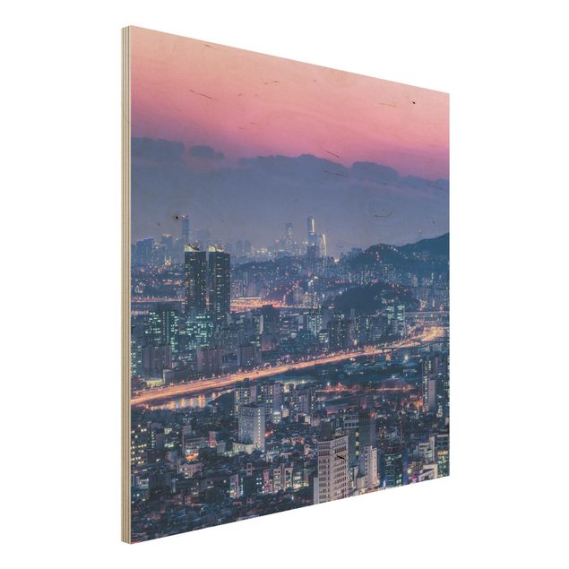 Wood print - Skyline Of Seoul