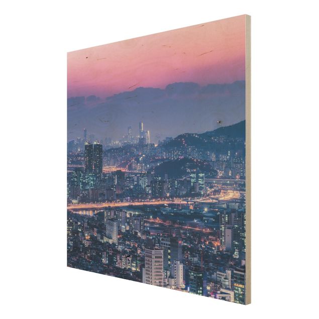 Wood print - Skyline Of Seoul